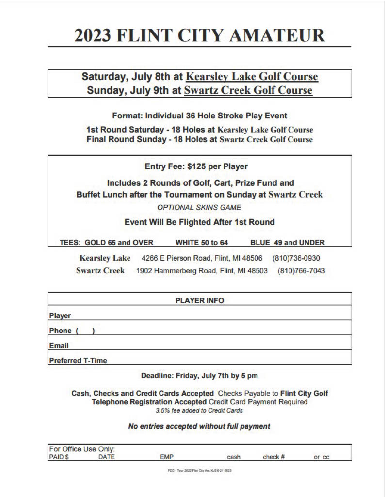 Tournaments Swartz Creek and Kearsley Lake Golf Course